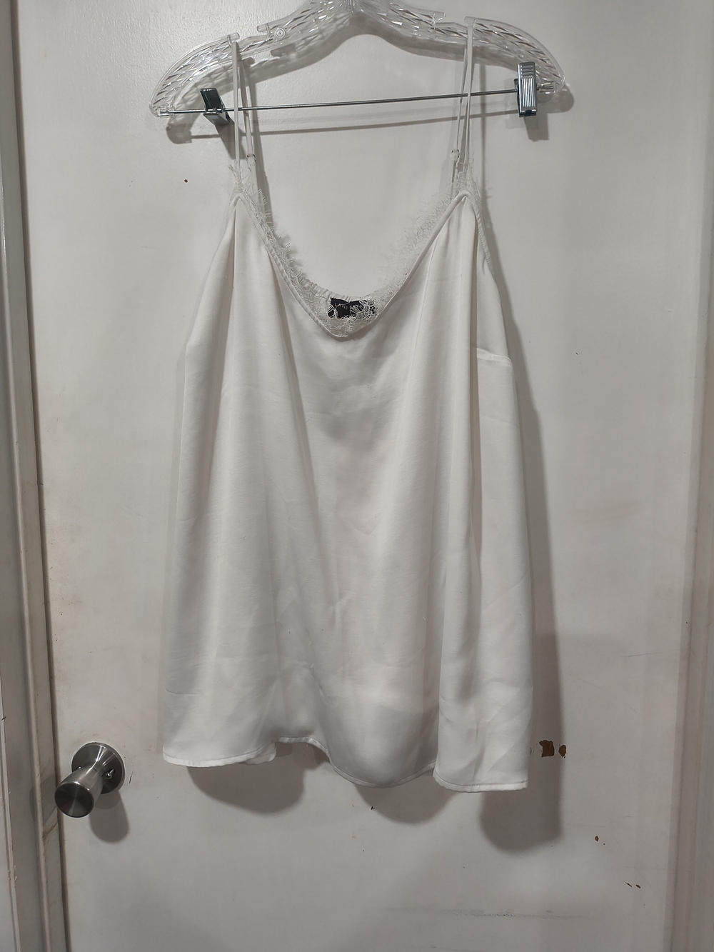 Lane Bryant Ivory Satin Lace-Trim Cami